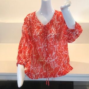 Kenneth Cole Orange Sheer Blouse